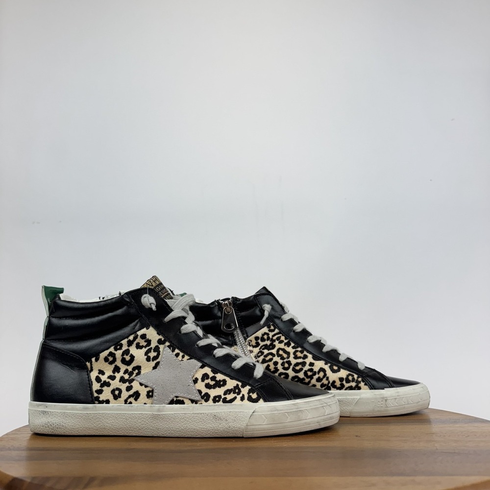 New Womens Vintage Havana Urla High Top Black Leopard Print Sneakers Size 11 M